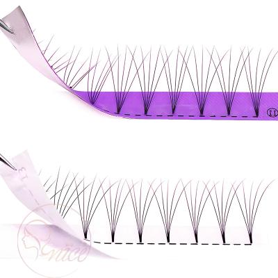 China Top Quality 5D Curl 11mm 0.07 D Russian Volume Eyelash Extensions Short Puff Lashes Pre Made Fans Lashes With 12 Black Lines for sale