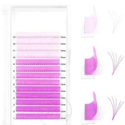 China Good Quality OEM Colored Pink Ombre Lash Extensions Eyelash Extensions Fan Volume Lash Lashes C/D Curl for sale