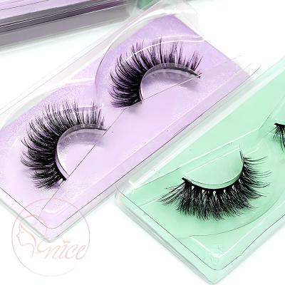 China Top Quality 3D Faux Mink Eyelashes Cross Fluffy Natural Look Long Soft Wispies Extension Makeup Reusable Thick No Glue for sale