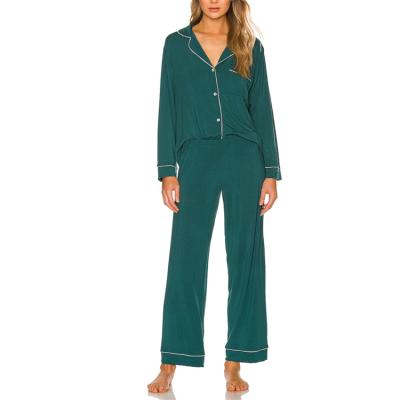 China OEM ODM Sleepwear Luxury Empty Longsleeve Women's Designer Breathable Pajamas Two Piece for sale