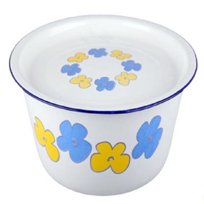 China Sustainable Kitchen Utensil Enamel Basin With Lid Bowl Hand-Wash Dumpling Filling Dishes And Soup Basin for sale