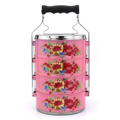 China Viable Hot Product Chinese Classic Metal Enamel Tiffin Carrier Bento Lunch Box for sale