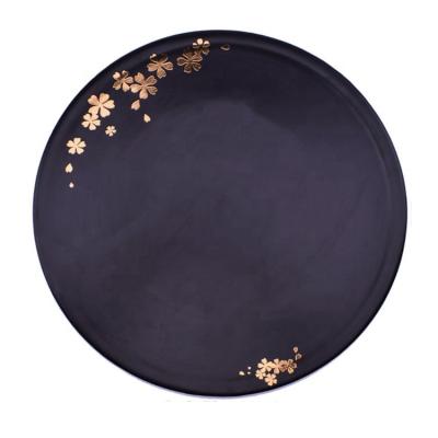 China Viable Wholesale Black Matte Ceramic Round Dinner Plate Matte Steak Plate 10inch For Restaurant for sale