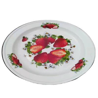 China Sustainable STRAWBERRY Enameled Serving Plate Round Plate 14