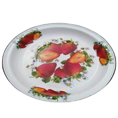 China Classic sustainable retro thickened enamel rice dish enamel dish. Enamel fruit tray for sale