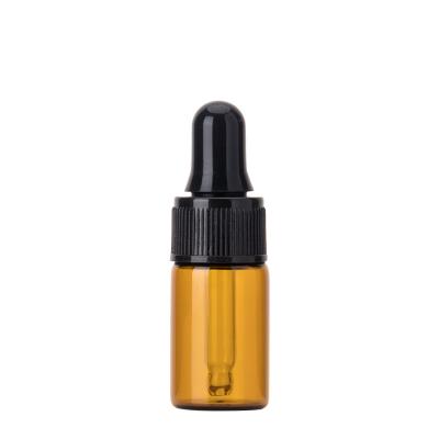 China Wholesale Mini Size Glass Essence Cosmetic Bottle 1 2 3 5ml Amber Dropper Bottle For Cosmetic Packaging for sale