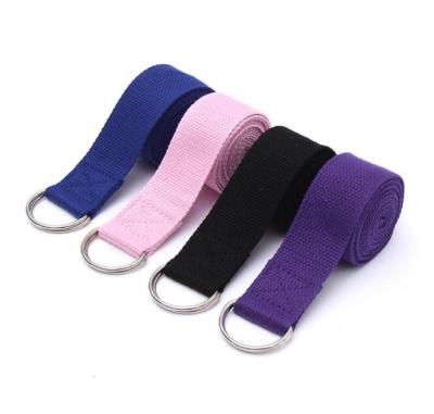 China Professional Durable 183cm Gym Fitness Exercise Cotton Stretching Band Rope Yoga Pilates D-Clip Belt Exercising Stripes Stretch Bands for sale