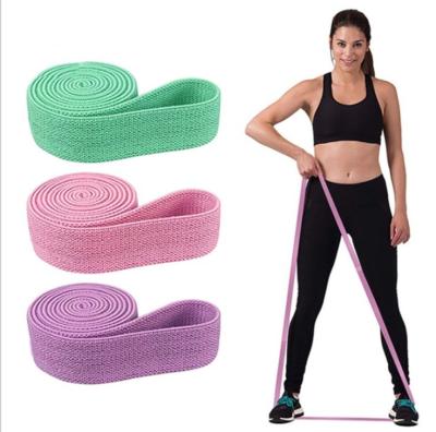 China Long Durable 2M Woven Cotton Fabric Yoga Fitness Workout Exercise Stretch Rubber Resistance Bands Set For Women for sale