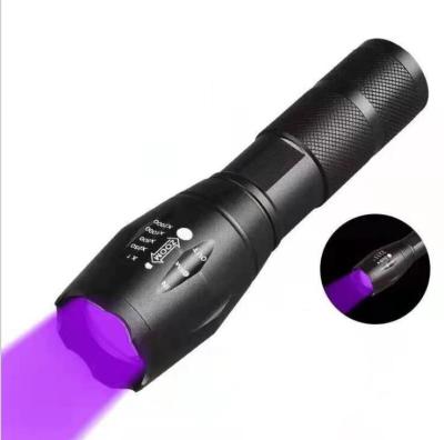 China Flashlight Zoom 395nm Ultra Violet Lights 18650 Battery Power Portable UV Torch T6 Led Amber Black Detector Dental Inspection Lamp for sale