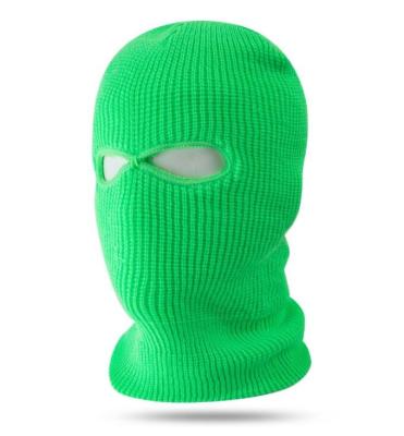 China Recycling Face Mask Windproof Knitted Thermal Warm Hole Recycling 2 Two Full Thermal Warm Cap Headgear Winter Sports Masks Ski Balaclava Hat for sale