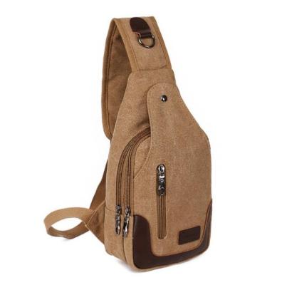 China Multifunctional Vintage Canvas Sling Waterproof Chest Pack Men Traveling Hiking Camping Mini Crossbody Shoulder Duffle Bag for sale