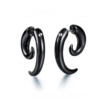 China Hiphop Wholesale Customized Fashion Metal Stud Earrings Black Snail Earrings for sale