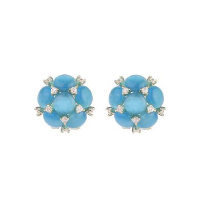 China Soft Opal Earrings Pin Fashion Flower Opal Earrings Explosion Temperament S925 Stud Earring for sale