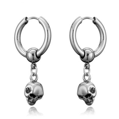 China Hip Hop Trendy Jewelry Personalized Round Earrings Men's Titanium Steel Wire Earrings for sale