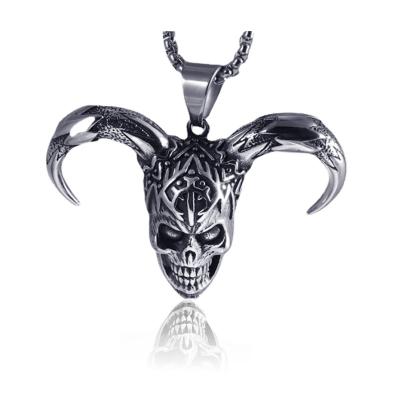 China Titanium Steel Ghost Head Hip Hop Hip Hop Ox Retro Pendant Necklace for sale