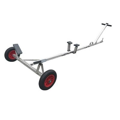 China Quickly Assemble and Disassemble Original Small Boat Aluminum Trailer 4' - 11' Boat Trailer Canoe Kayak Trailer Adjustable Hand Trolley with T-Handle for sale