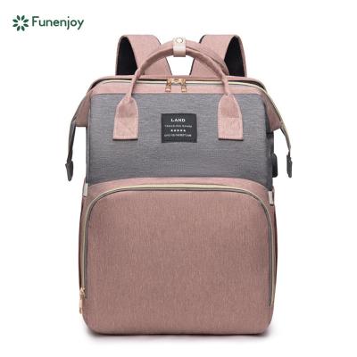 China With Usb 7 In1 Folding Functional Custom Luxury Tote Nappy Mommy Bag Wet With Left USB Baby Diaper Bag Filling Backpack for sale