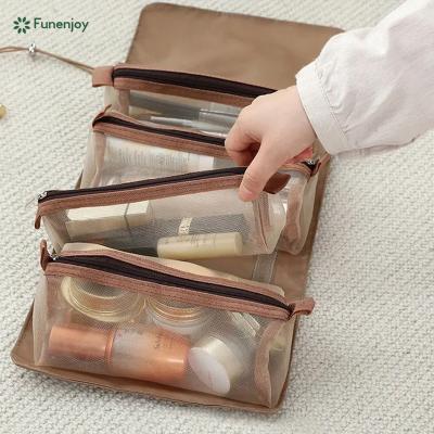 China Fashion 4 in 1 Multifunctional Cosmetic Bag Organizer with Detachable Mesh Bags Lady Women Travel Toiletry Makeup Large Capacity Cases for sale