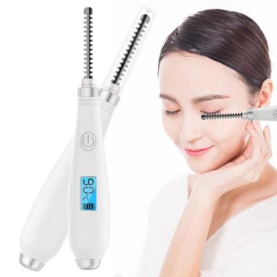 China 2021 New 360 Battery Powered Rechargeable Mini Electric Ceramic USB HEATED Rotary Heated Eyelash Curler for sale