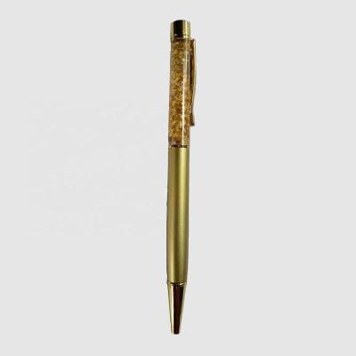 China Creatively Luxury Ballpoint Promotional Oil Flowing Real Oil Pen With Pure 24K Crystal Gold Foil for sale