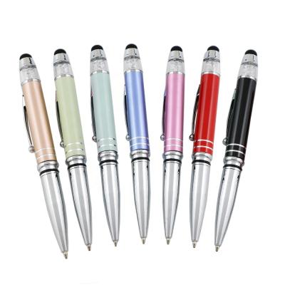 China Hot Selling Bling Crystal Metal Stylus Ballpoint Metal Stylus Pen with LED Lights and Custom Logo for sale