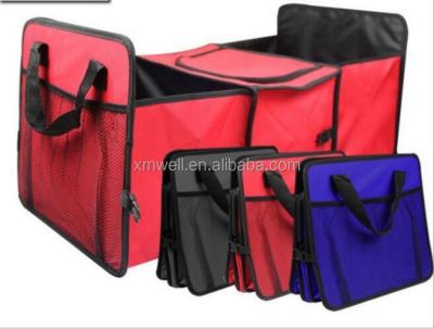 China Brief & Simple Color Durable 600D Waterproof Portable Foldable Black Cargo Back Seat Storage Trunk Car Organizer for sale