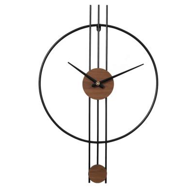 China Home Decor Spain Style Walnut Wall Clock Nordic Minimalist Antique Living Room Large Wall Clock for sale