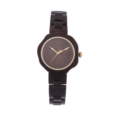 China Women Flower Natural Wooden Shape Quartz Watch for sale