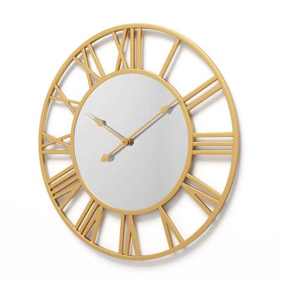 China 3D Antique Style Glittering Decorative Custom Clock Hot Selling Round Mirror Wall Clock for sale