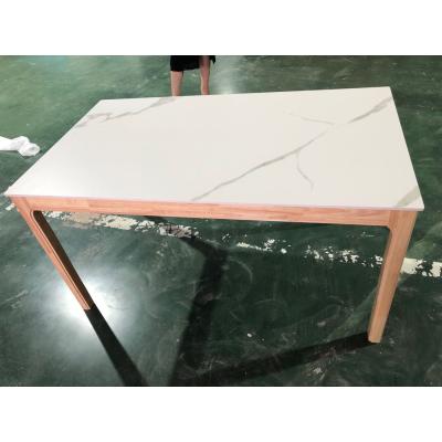 China Rectangle Convertible High Quality Marble Stone Dining Table Top With Wood Leg for sale