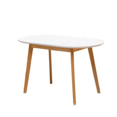 China White Wooden Top Hotel Dining Table Convertible Long Furniture Oval Shape for sale