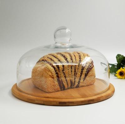 China Sustainable Round Bamboo Cheesecake Board With Clear Lid Cover for sale