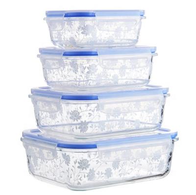 China Full Microwavable Printing Glass Food Storage Container (LFGB) for sale