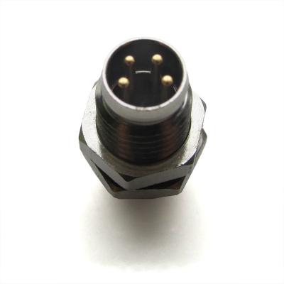 China IP67 4 Pin 4A 30V Automotive Metal Shell M8 Panel Connector With Welding for sale