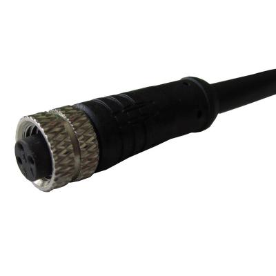 China Automotive Female 3 Poles PA M8 Sensor Brass Nickel Plated Connector With Cable for sale