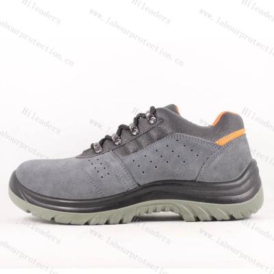 China Steel Toe Sole Gray Suede Toe Genuine Safety Shoes Injection Leather / PU Steel Safety Work Shoes S1P Standard for sale