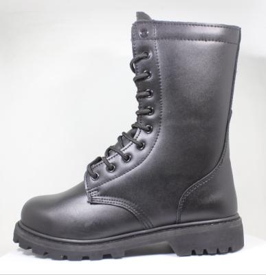 China Shinning Breathable Breathable Black Leather Military Boots / Work Black Leather Boots for sale