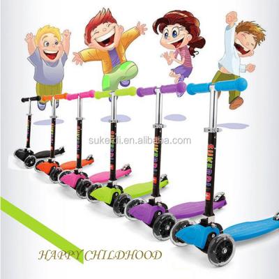 China PU kids mini 3 wheels scooter foldable height adjustable push scooters for sale for sale