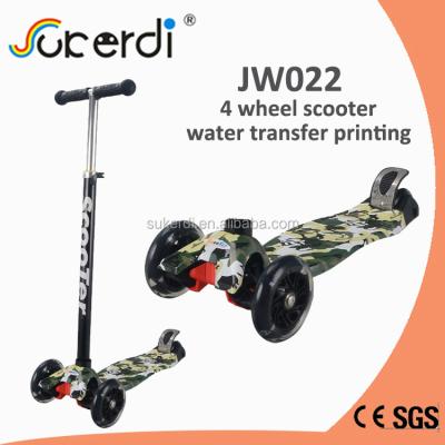 China PU wheel promotion graffiti water transfer printing 4 wheel kids scooter for sale