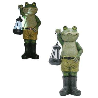 China China Polyresin Outdoor Resin Solar Light Frog Solar Garden Frog Light for sale