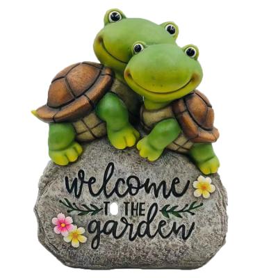 China China Polyresin Turtle Garden Statue Resin Green Turtle Welcome Decoration for sale