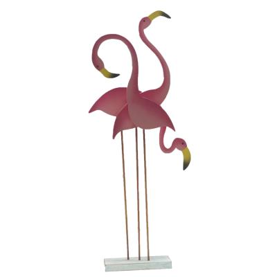 China Coastal Flamingo Ornaments Statue Bird Sculpture Animal Statues For Sale Yard Large Art Garden Large Standing Pink Multicolor Decor Metal for sale