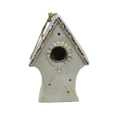 China Breathable Ceramic Patio Aviary Handmade Bird House Hanging Ceramic Aviary House Bird Crafts for sale