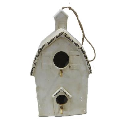 China Lightweight Dolomite Aviary Spring Bird House Pottery Bird House Porcelain Amazon for sale