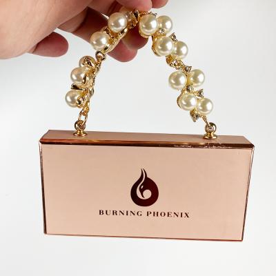 China Delicate logo B660 custom empty eyelash box chain diy accessories pearl chain drawer wick luxury boxes for sale