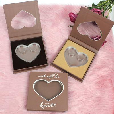 China Wholesale Delicate B569 Make Your Own Eyelash Box Custom Logo Brown Empty Eyelash Packaging Heart Shaped Box for sale