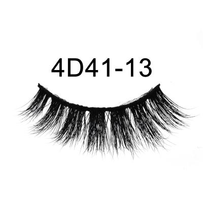 China 3D Double Layered D41-115 Siberia Wholesale High Quality Fluffy Mink Real Eyelash Strips 15mm Mink Eyelash Vendor for sale