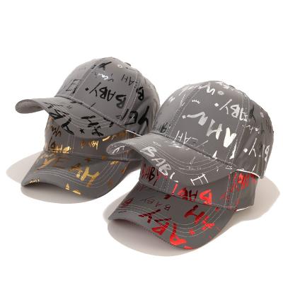 China JOINT Hot Popular Designer Printed Hats With Letter 6 Panels Reflective Baseball Cap Hat Sports Hats for sale