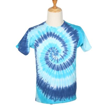 China Abstract Pattern Streetwear Cotton Tie Dye Colorful Slim 100% T-shirt Anti-wrinkle Wholesale Blue Men's Pullover for sale