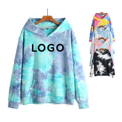 China Custom Cotton Anti-pilling Tie Dye Pullover Sweatshirt High Quality Embroidery Oversized Hoodies Embroidered Mens Hoodies With Logo for sale